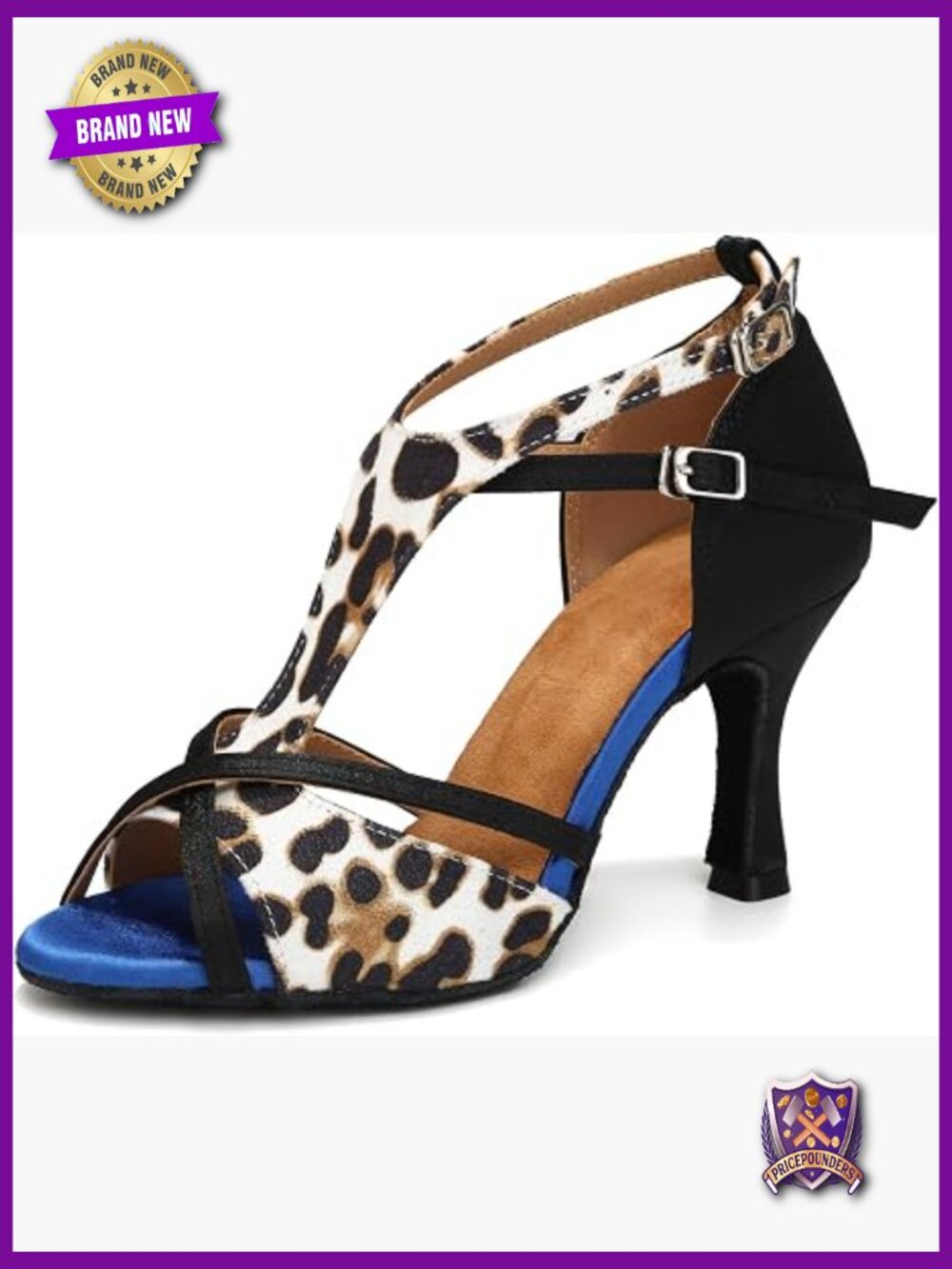 Women's Latin Ballroom Dance Shoes T-Strap Salsa Heel 3.33 Inch